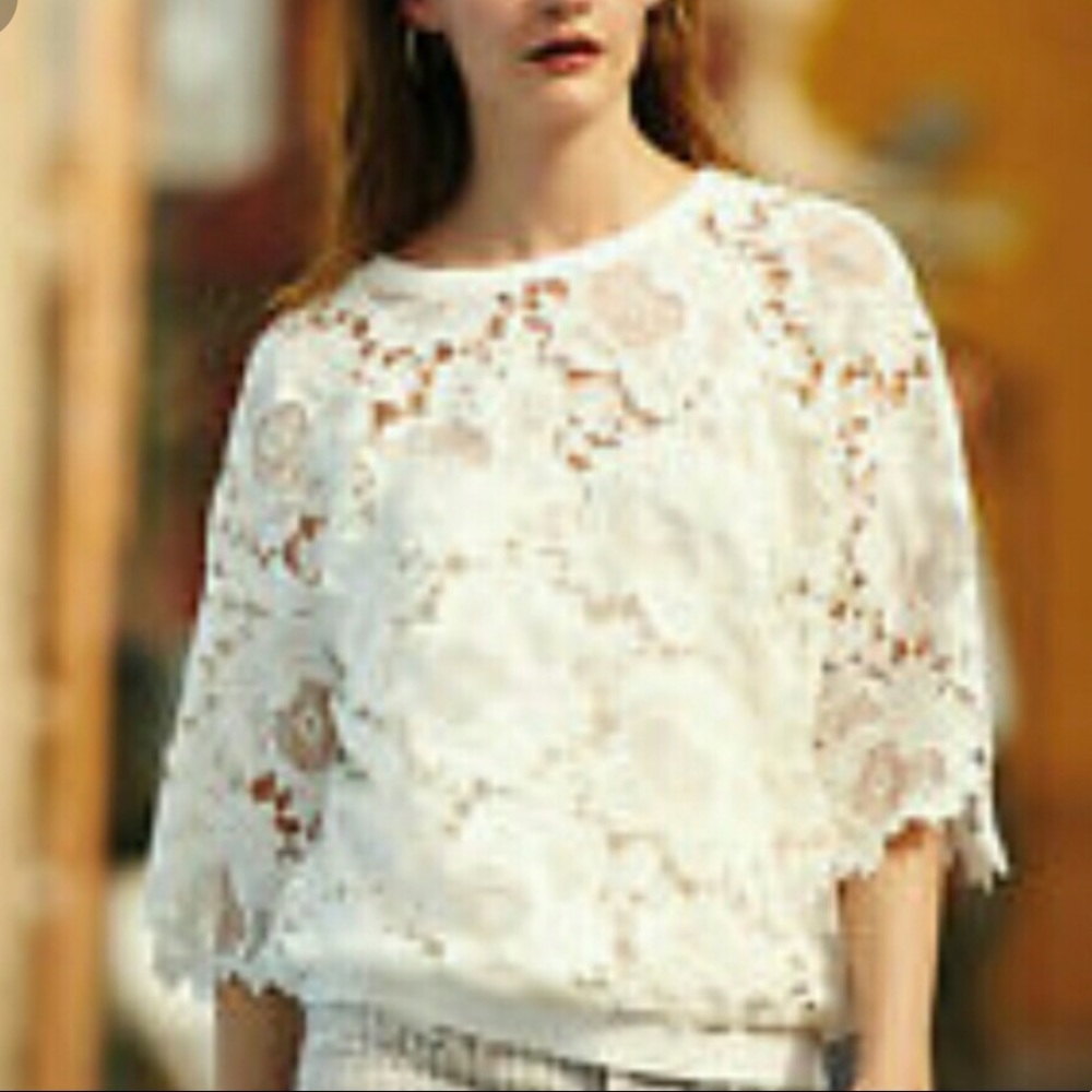 Anthropologie Pieced Petal Pullover